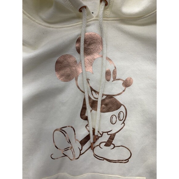 Disney Mickey Mouse Girls Graphic Pullover Hoodie Large 11-13 Ivory Sweatshirt - Picture 2 of 15
